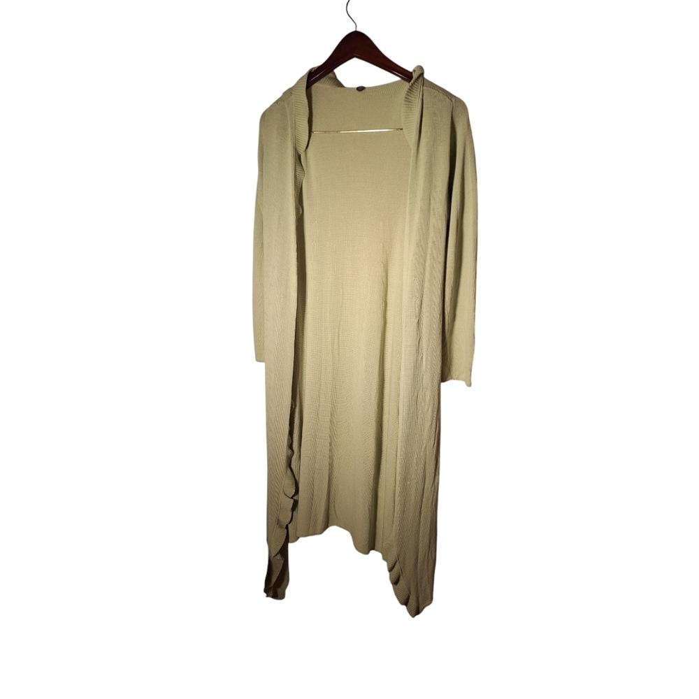 Margaret O'Leary Melon Green Open Full Length Maxi Sweater CARDIGAN Medium